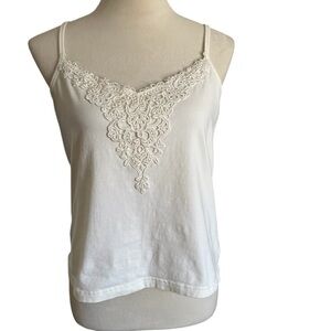 Isabella Bird Women’s XL Cream Tank Top Cami Lace Spaghetti Straps V-neck